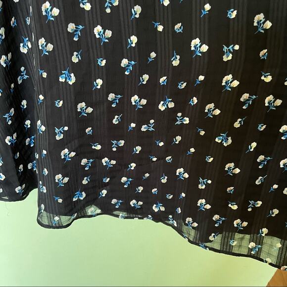 The East Order Ami Mini Floral Dress Ditsy Ruffle Black Blue Cottagecore XS - Picture 10 of 13